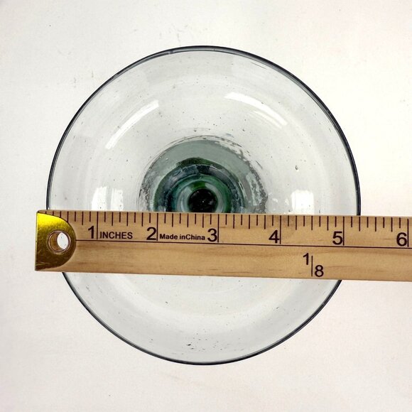 Mexican Cactus Margarita Glasses Hand Blown Green Stemmed Set Of 2 - Picture 8 of 8